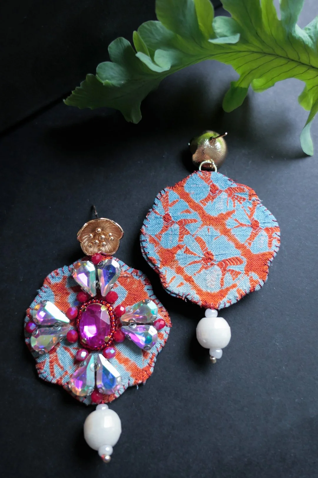 Christmas Poppy | Recycled Japanese Kimono Silk Earrings