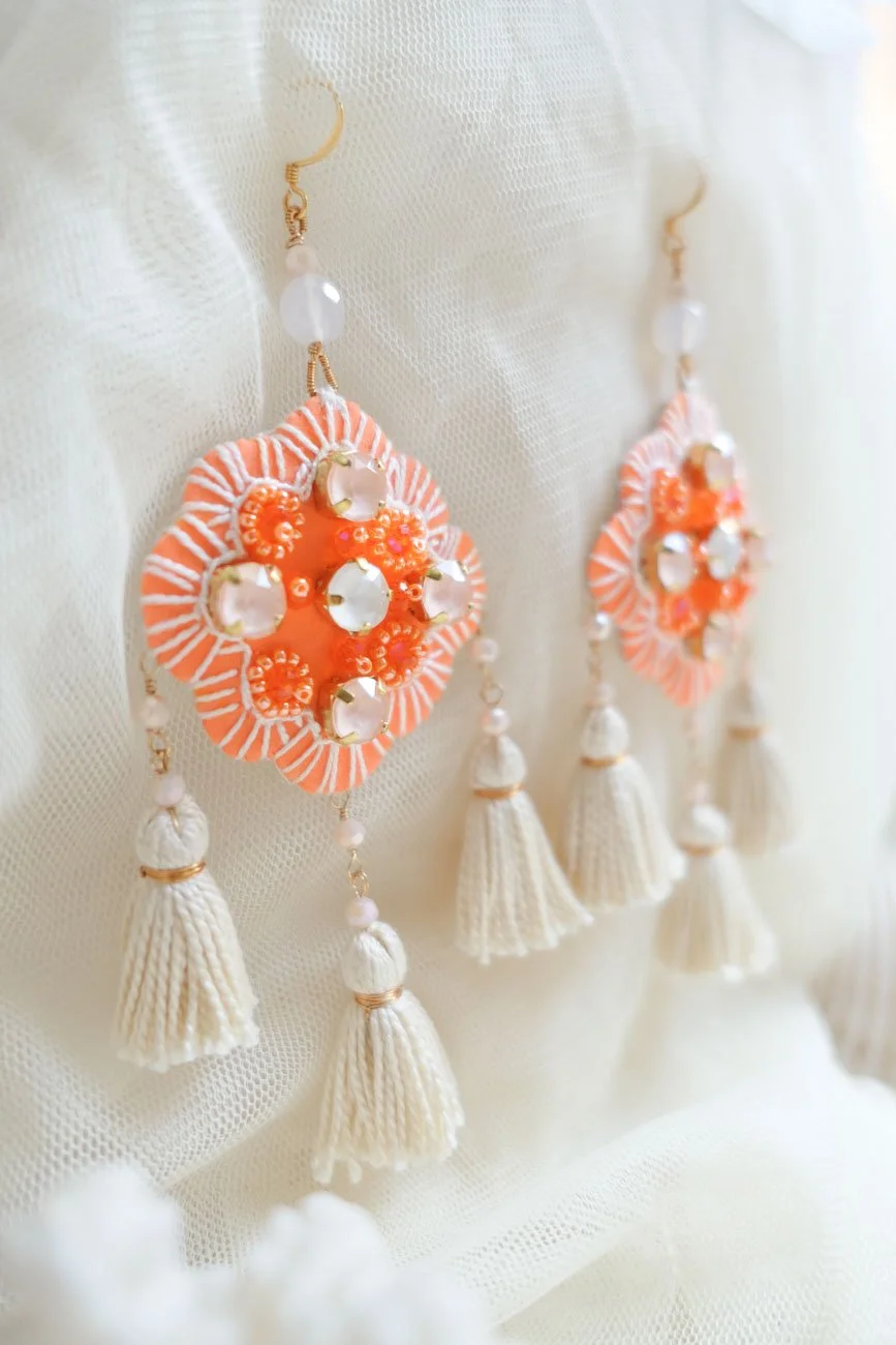 Haute Couture Collection White Tangerine Earrings