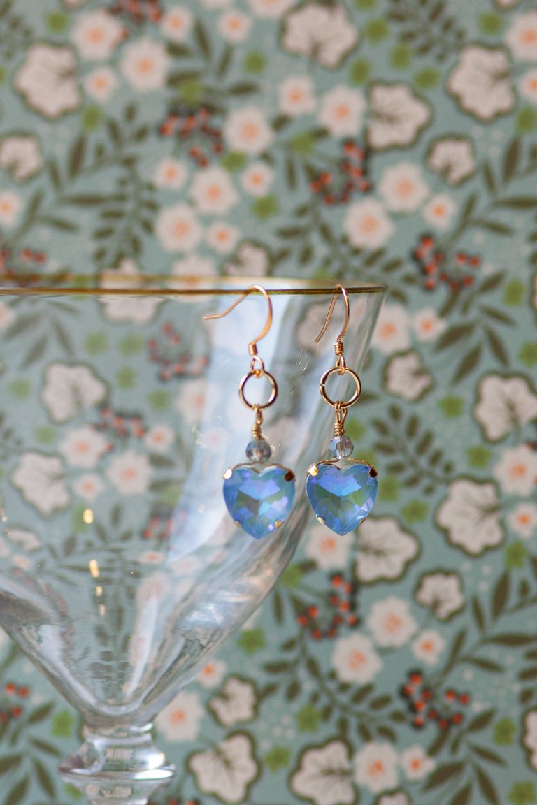 Sparkling Heart Glass Bead Earrings