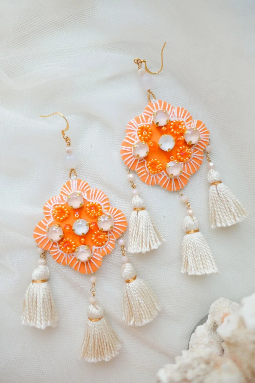 Haute Couture Collection White Tangerine Earrings