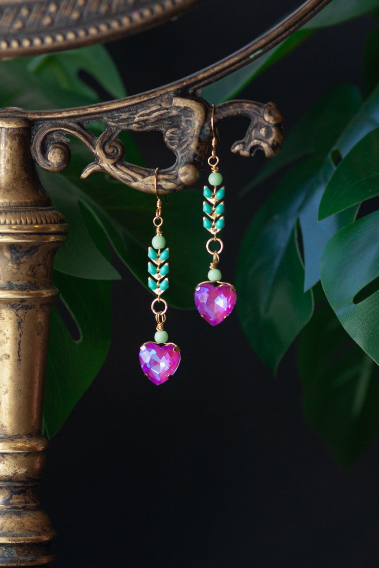 Magenta Wild Heart Earrings