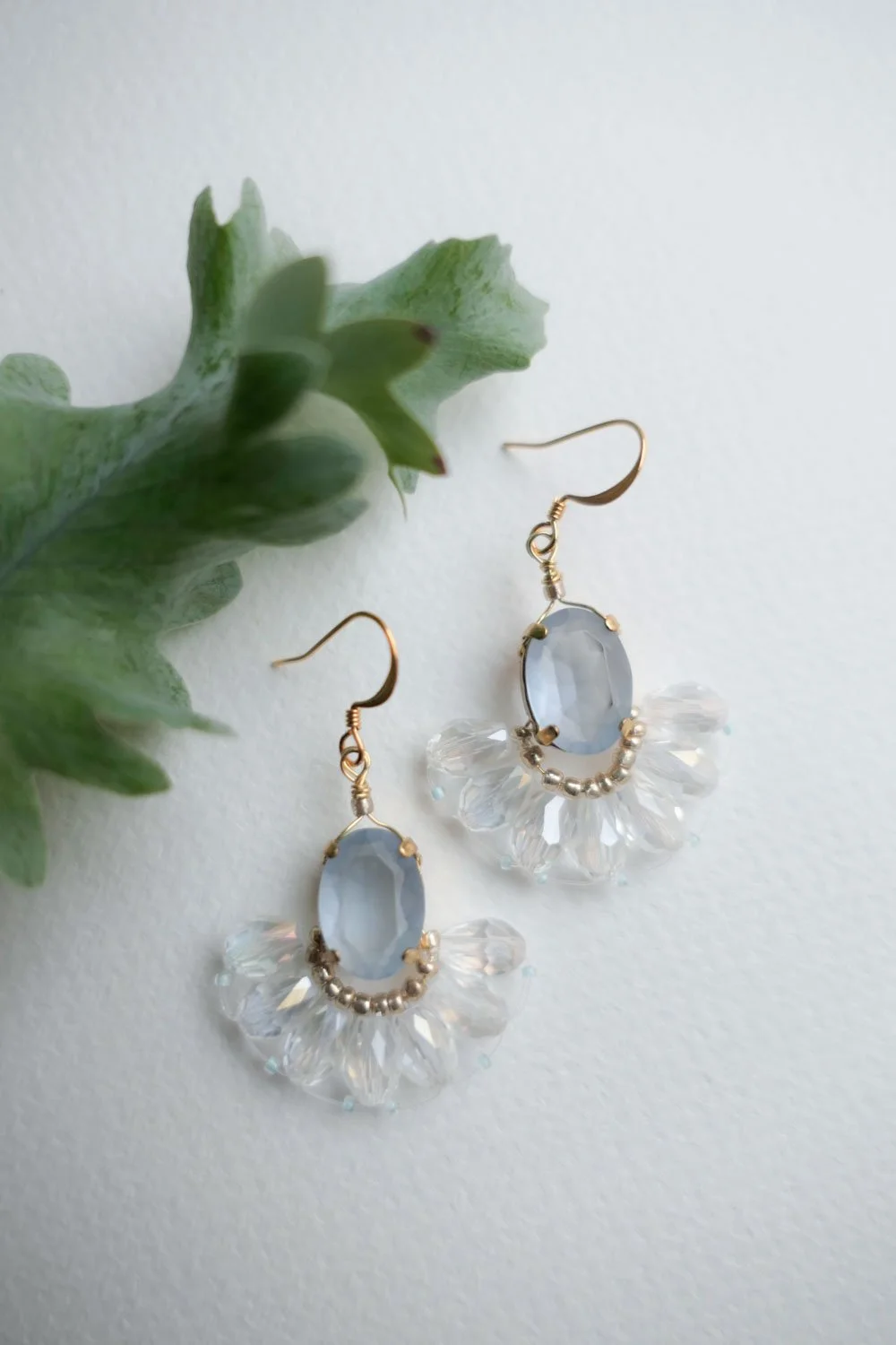 Frosted Seafoam Glass Bead Earrings