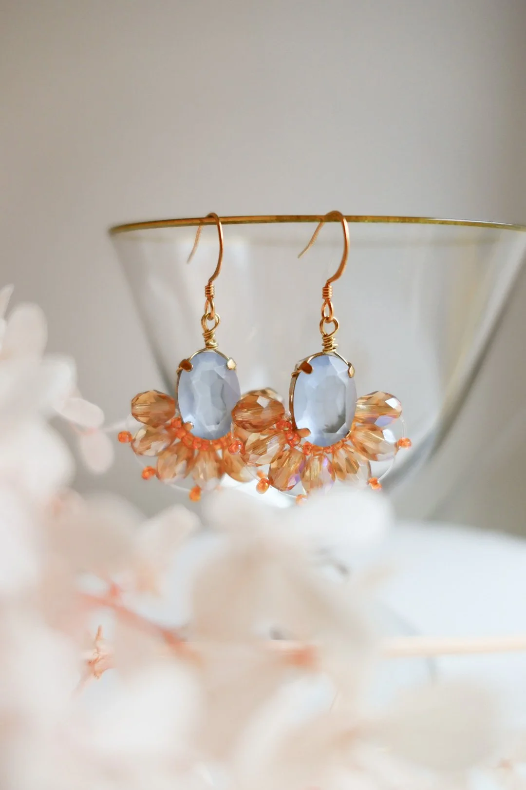 Frosted Lily Glass Bead Earrings by Nikkotakko