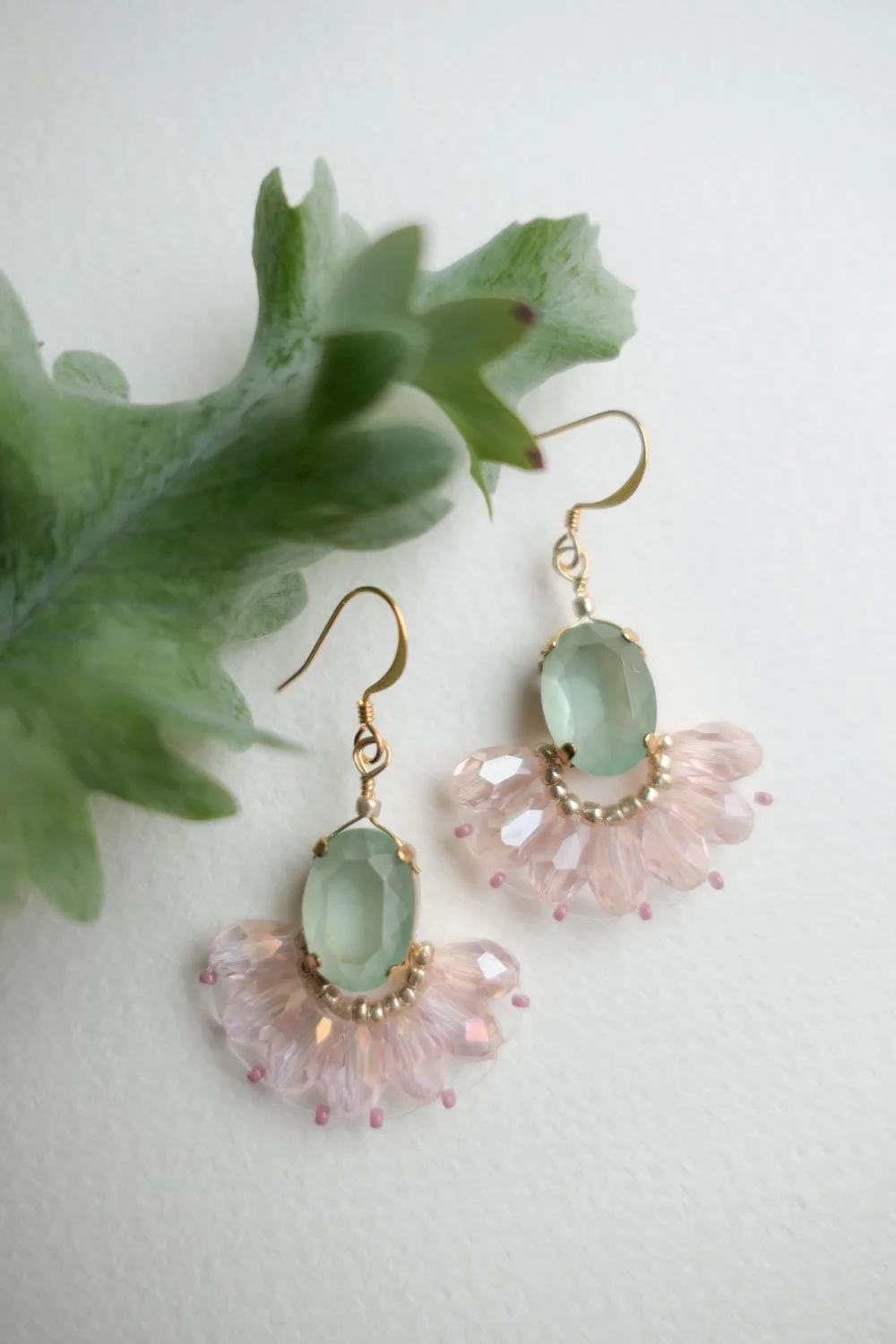 Frosted Eucalyptus Glass Bead Earrings