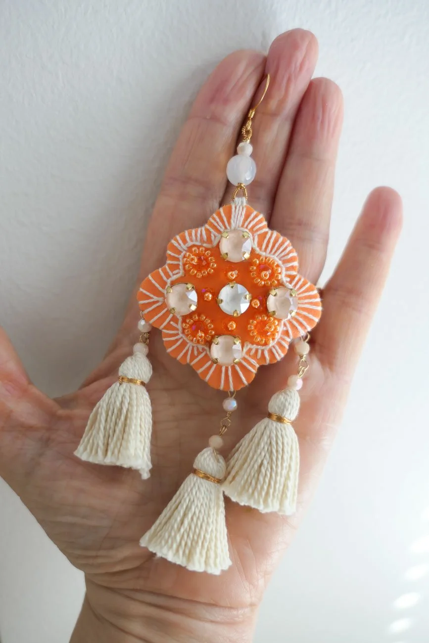 Haute Couture Collection White Tangerine Earrings