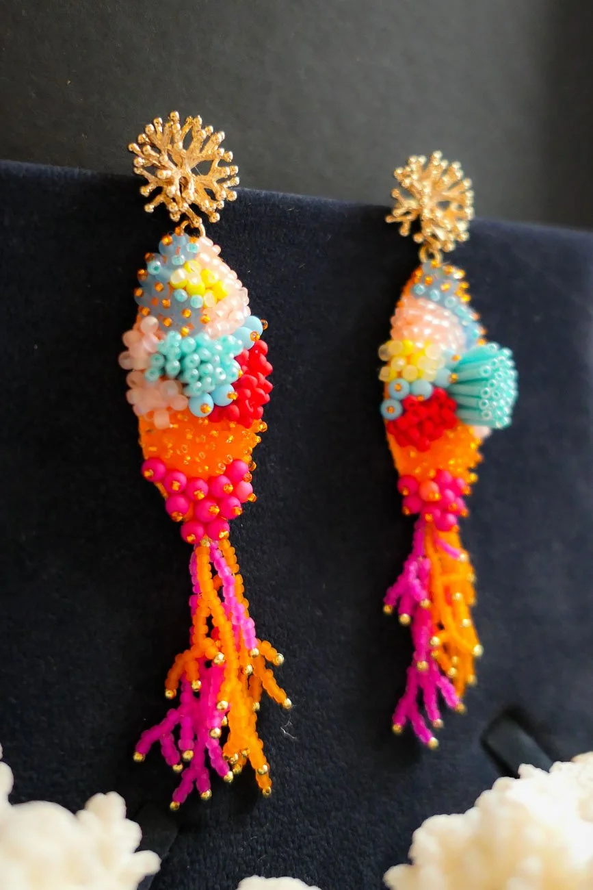 Oceans Haute Couture Hand Embroidered Earrings
