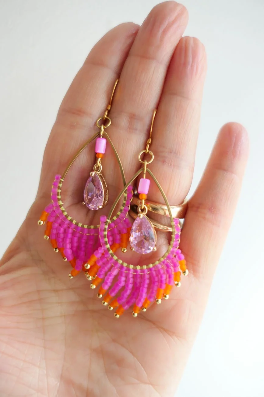 Daiquiri Flamingo Glass Bead Earrings