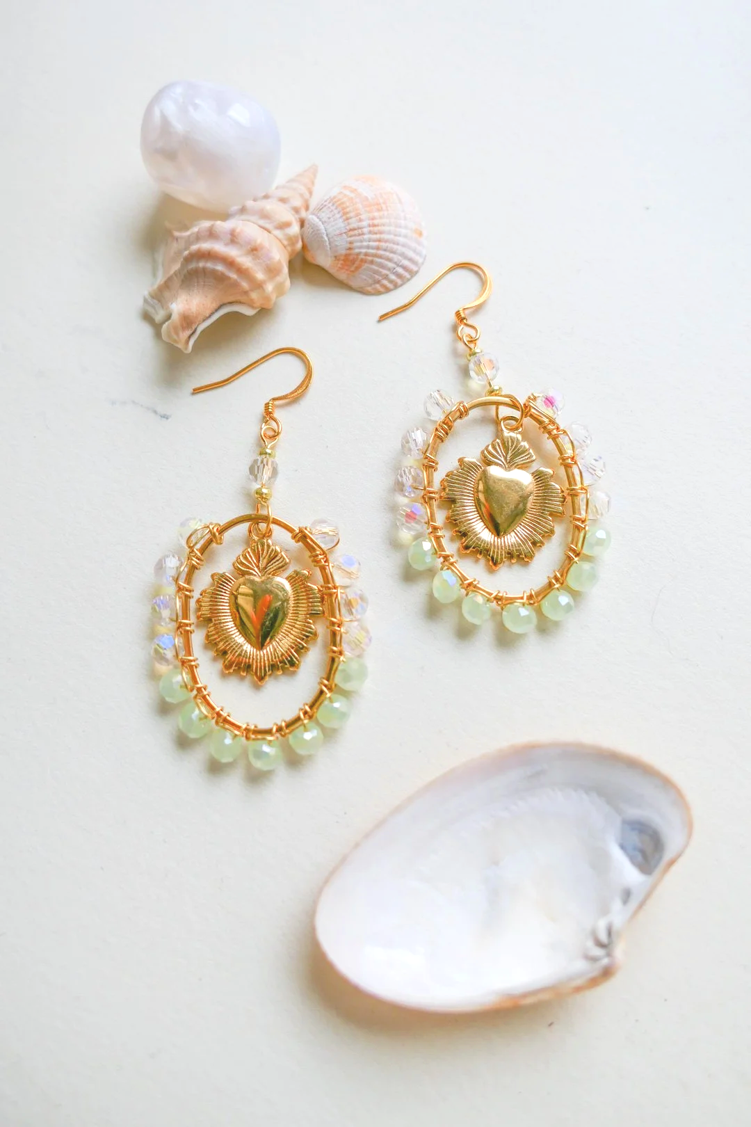 Flaming Green Heart Earrings