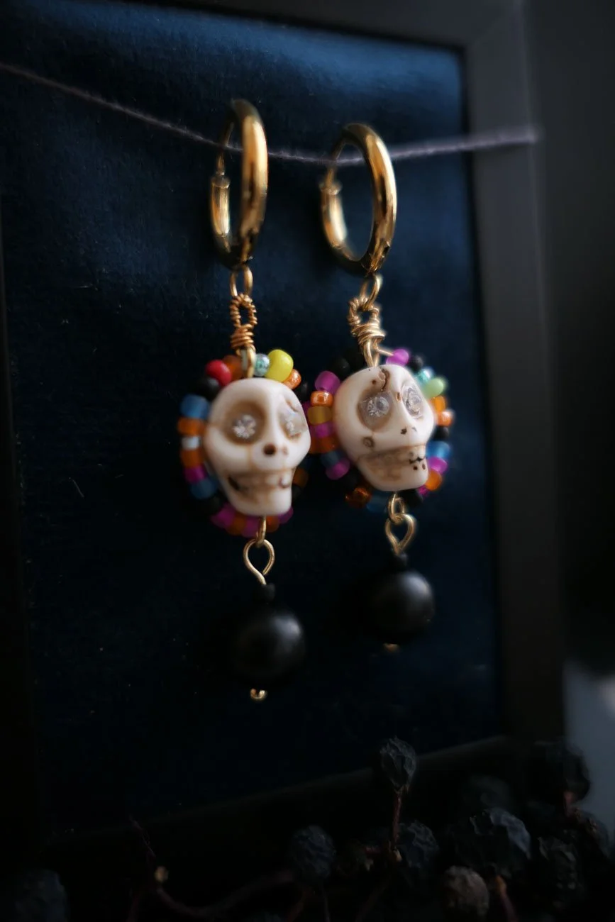 Star Eye Howlite and Glass Bead Statement Earrings