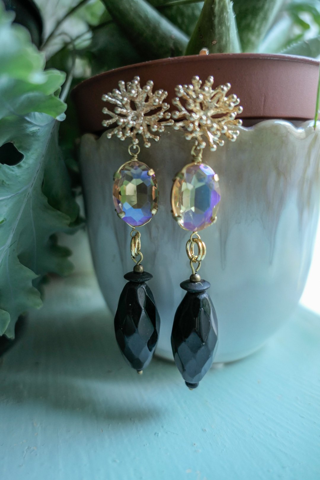 Black Coral Earrings