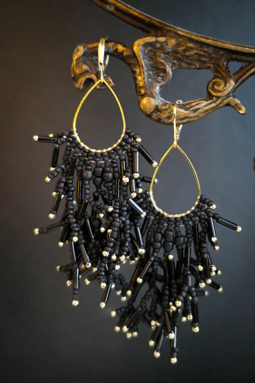 El Nino - Black Statement Earrings by Nikkotakko
