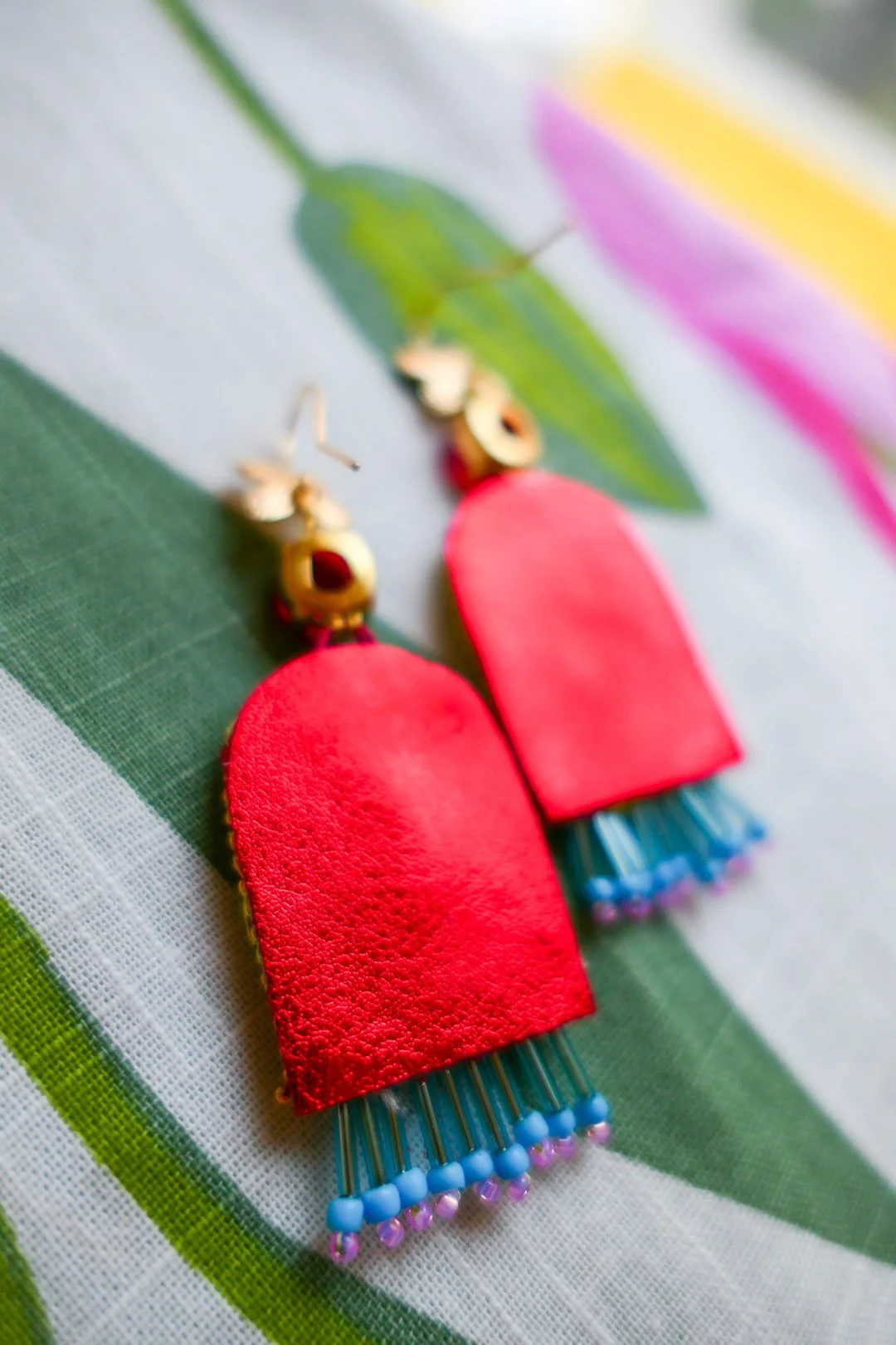 Details of Abudance of Paradise Handcrafted Kimo silk & Glass Bead Earrings