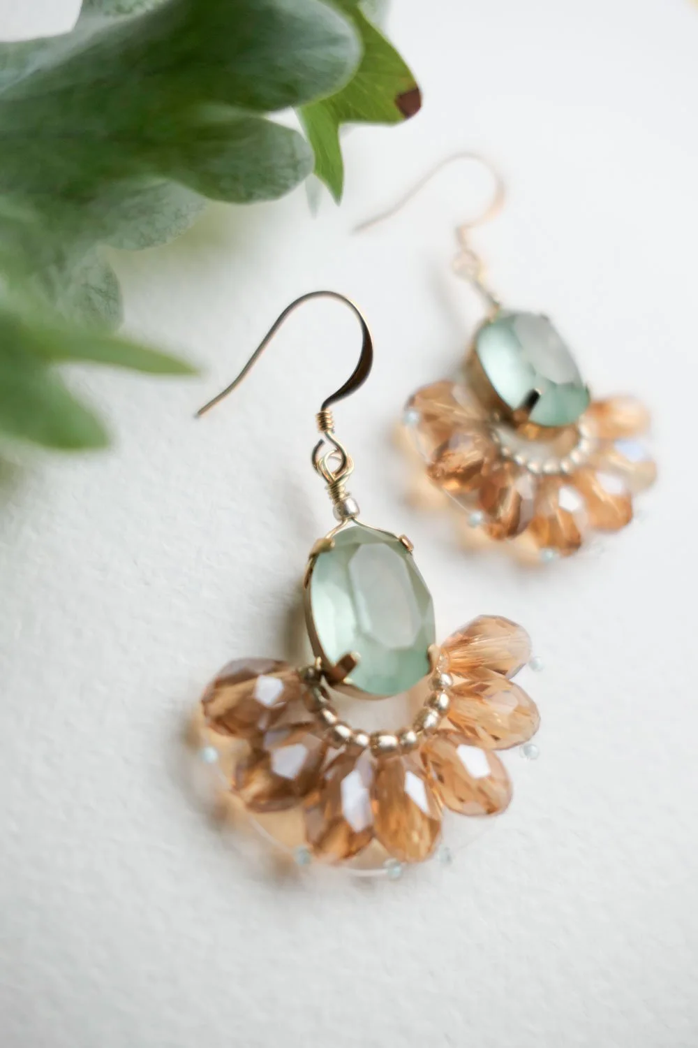 Frosted Fern Glass Bead Earrings