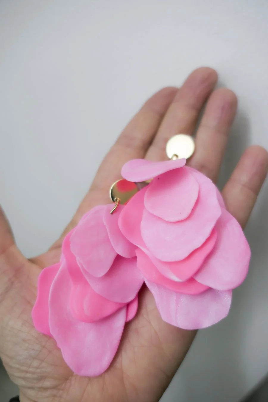 Caramel Pink Rose Petals Earrings