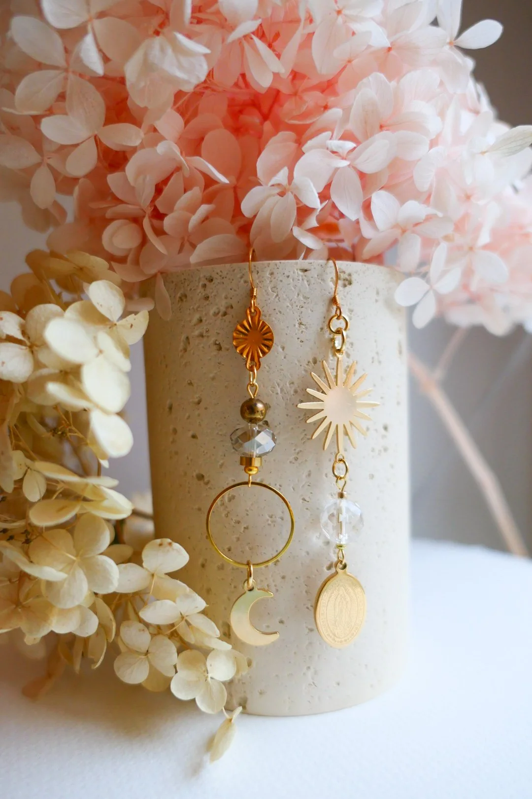 Luminous, asymmetrical handcrafted Earrings