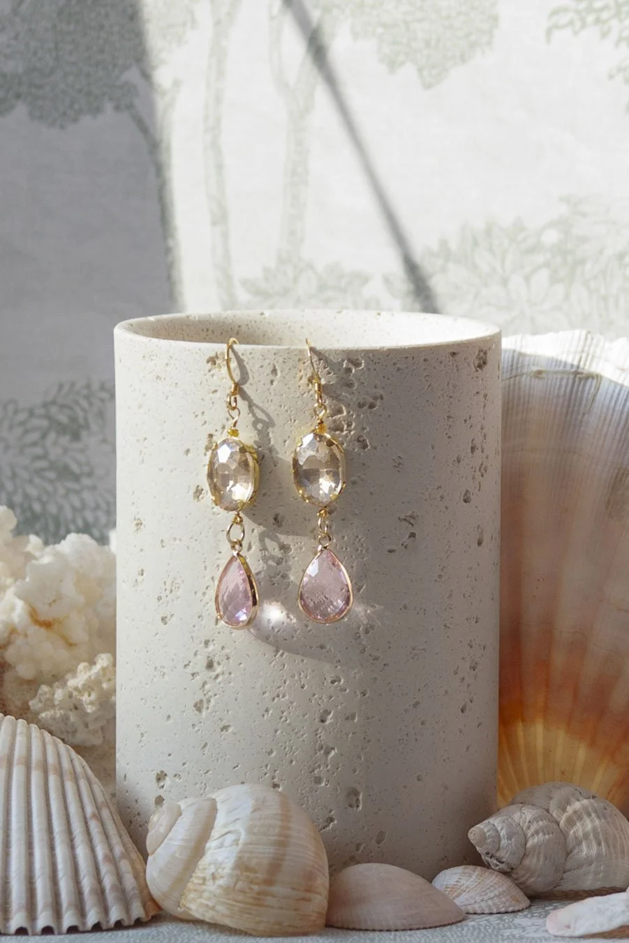 Pale Rose - Glass Earrings