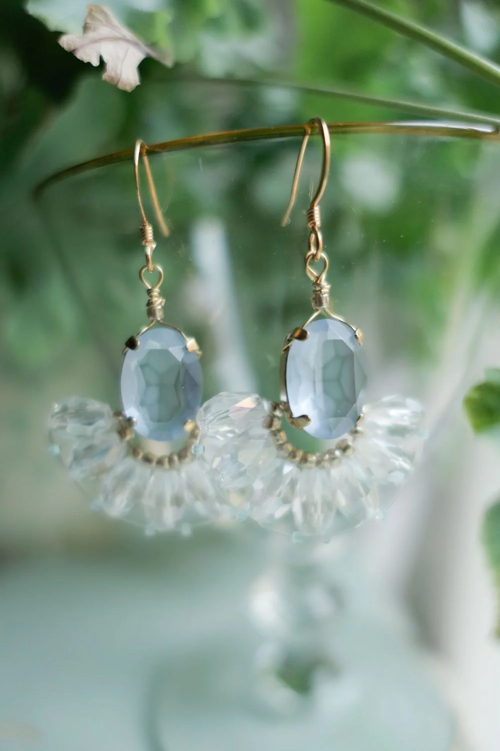 Frosted Seafoam Glass Bead Earrings