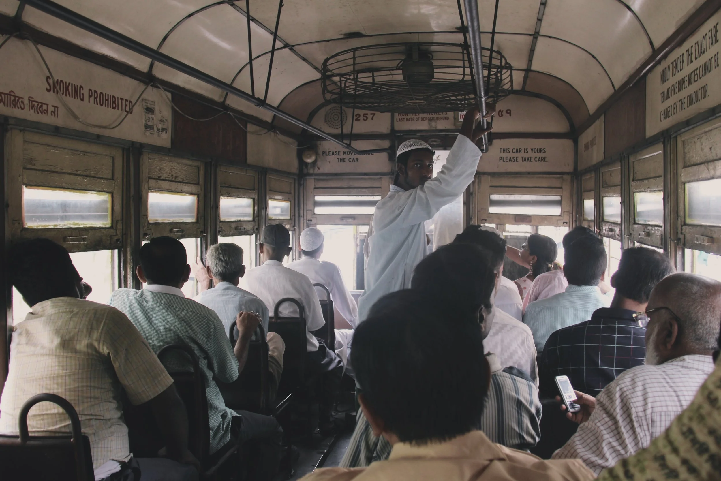 Making connections on a tram in Kolkata