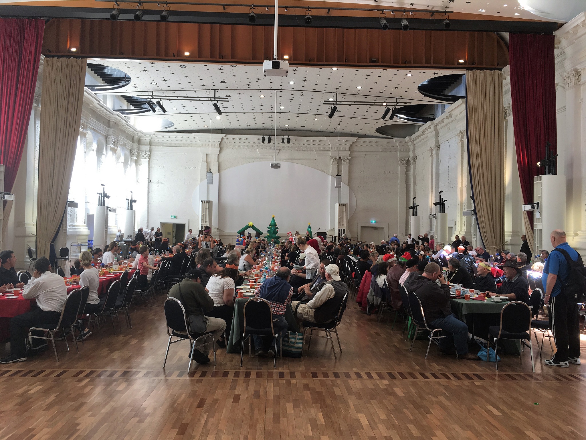 Last year’s Christmas lunch, provided by FareShare