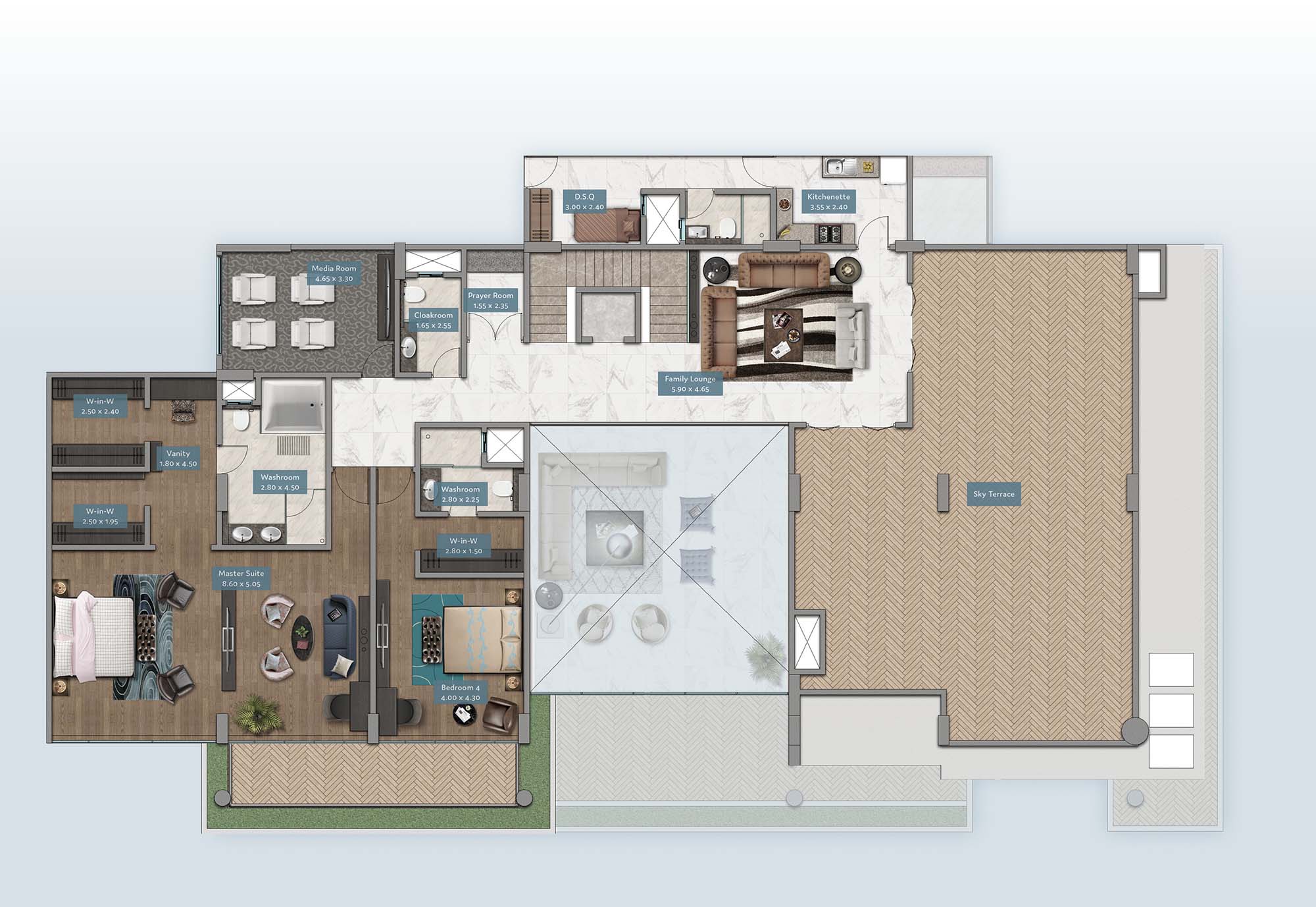 Shanzu View Penthouse | Floorplan | No. P1 & P6 - Level 2