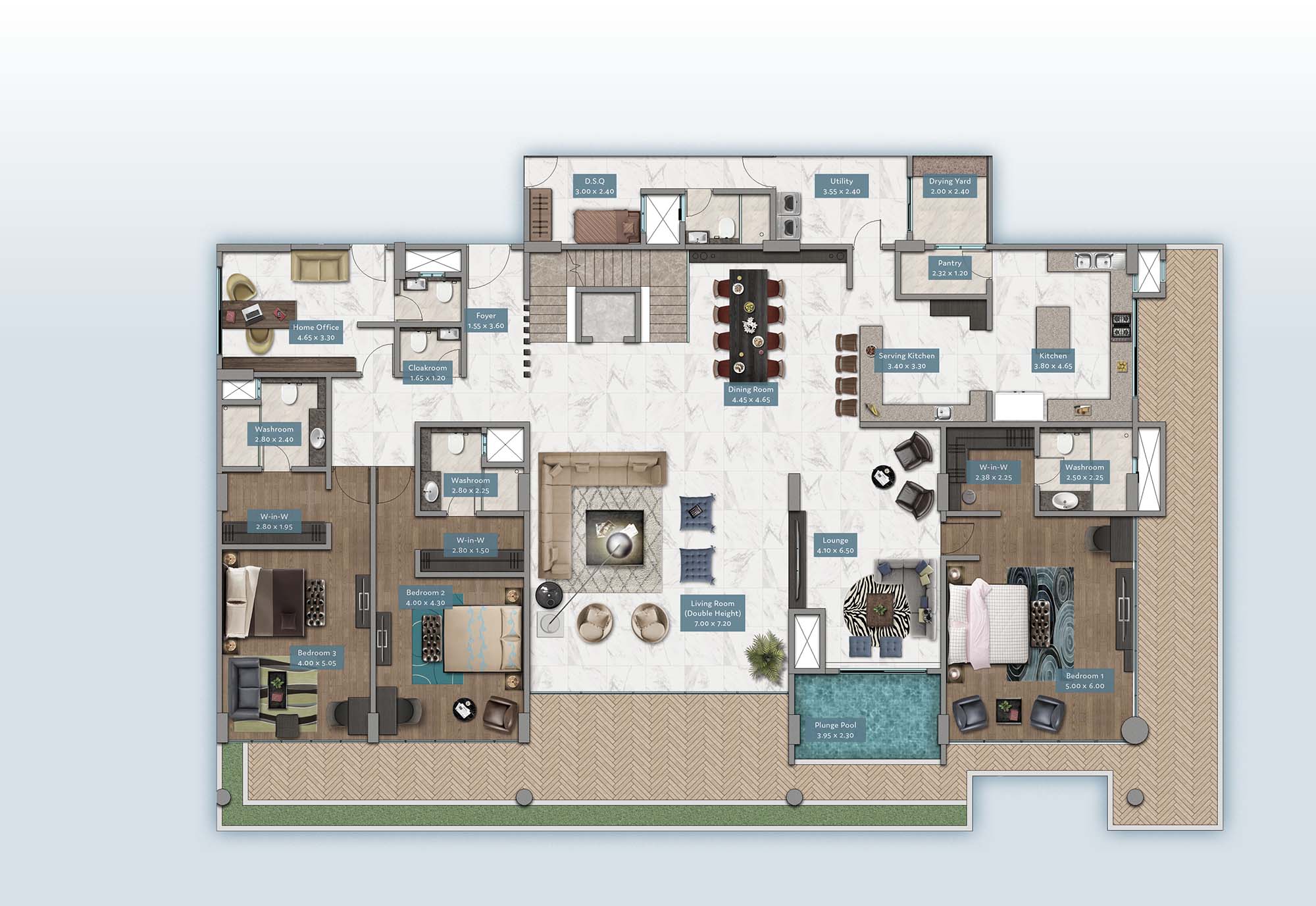 Shanzu View Penthouse | Floorplan | No. P1 & P6 - Level 1