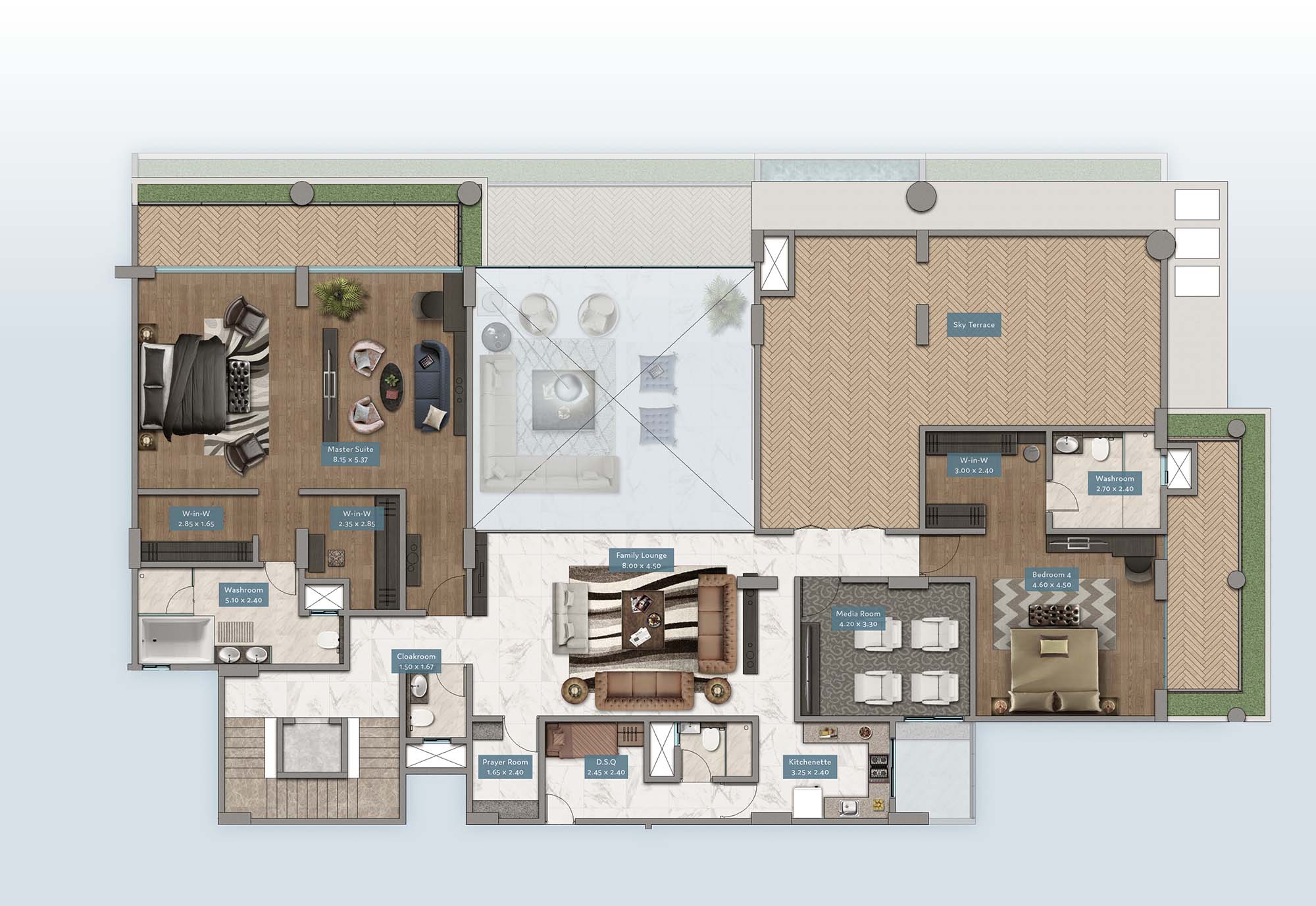Kabete View Penthouse | Floorplan | No. P3 & P4 - Level 2