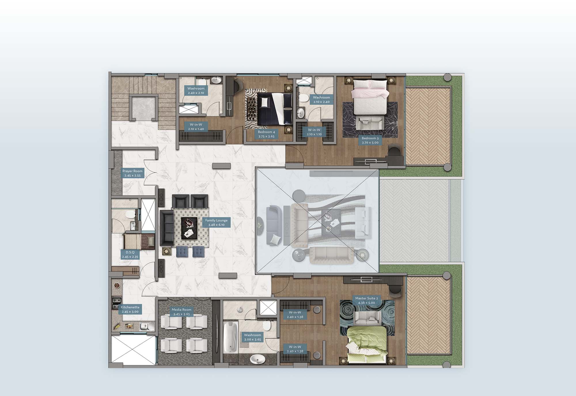 Kyuna View Penthouse | Floorplan | No. P2 & P5 - Level 2