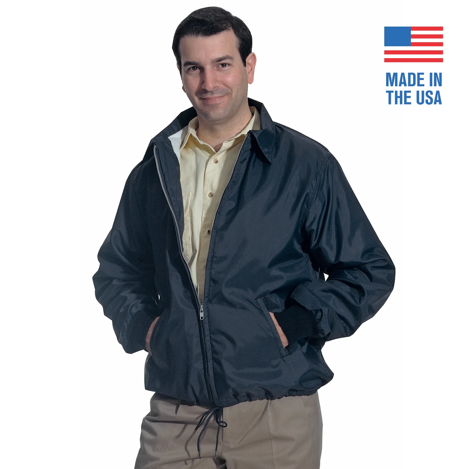 Style 8000 · Flannel-Lined Windbreaker with Zipper Front & Knit Cuffs