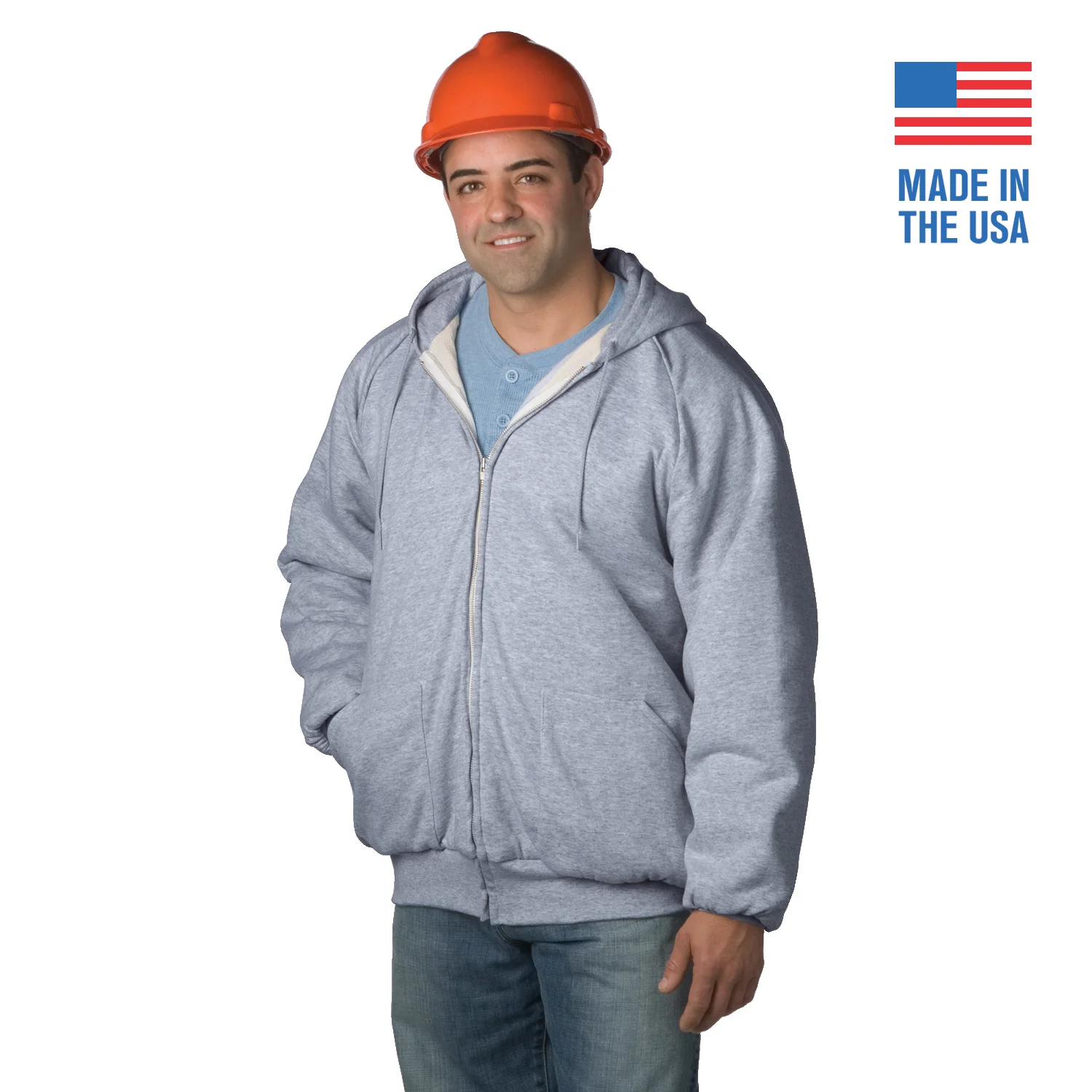 Style 5000 · Thermal Lined, Hooded Sweat Jacket with Zipper front