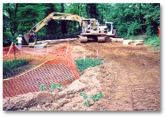   Limestone in large natural shapes are brought in by the truck load.  