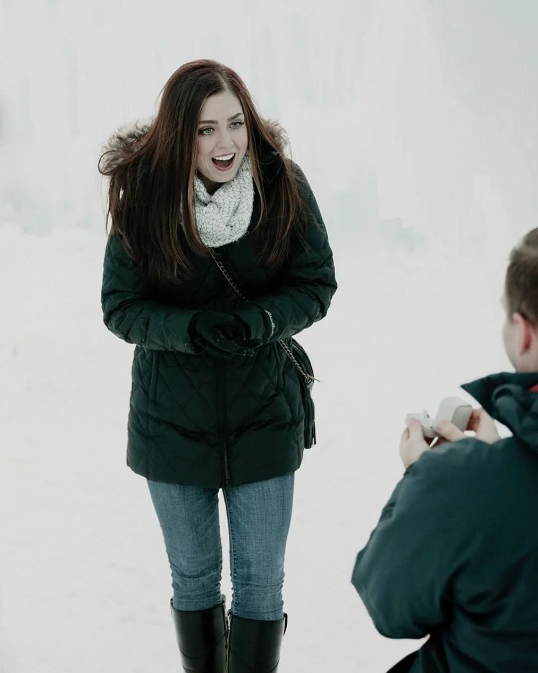 Waiting for baby&hellip; So I&rsquo;m reminiscing about the time I got to capture these two get engaged at the Ice Castles many moons ago. 

Best part: (besides gaining an amazing sister-in-law)
quickly editing and surprising them with photos immedia