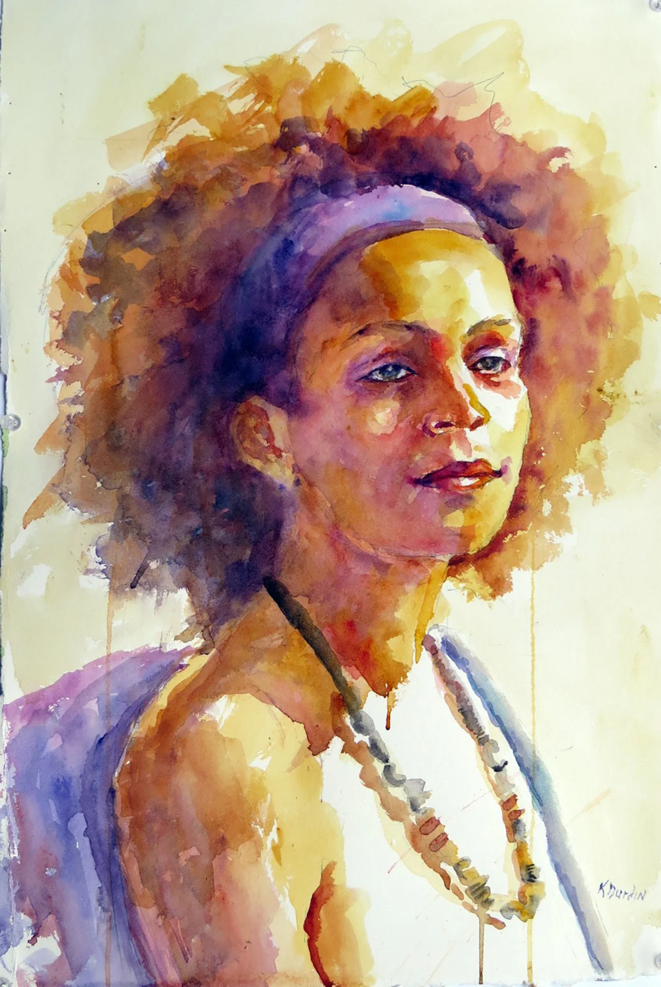Christina in Purple, Tallahassee Watercolor Society 2016 Tristate -- First Place