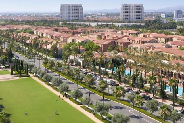 Modern residential communities and business district in Irvine California