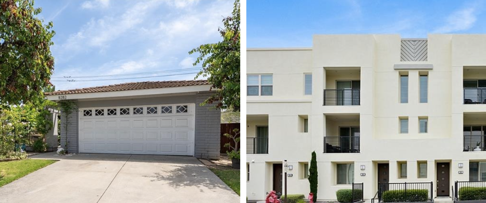Two Orange County starter homes with similar prices but different ownership costs