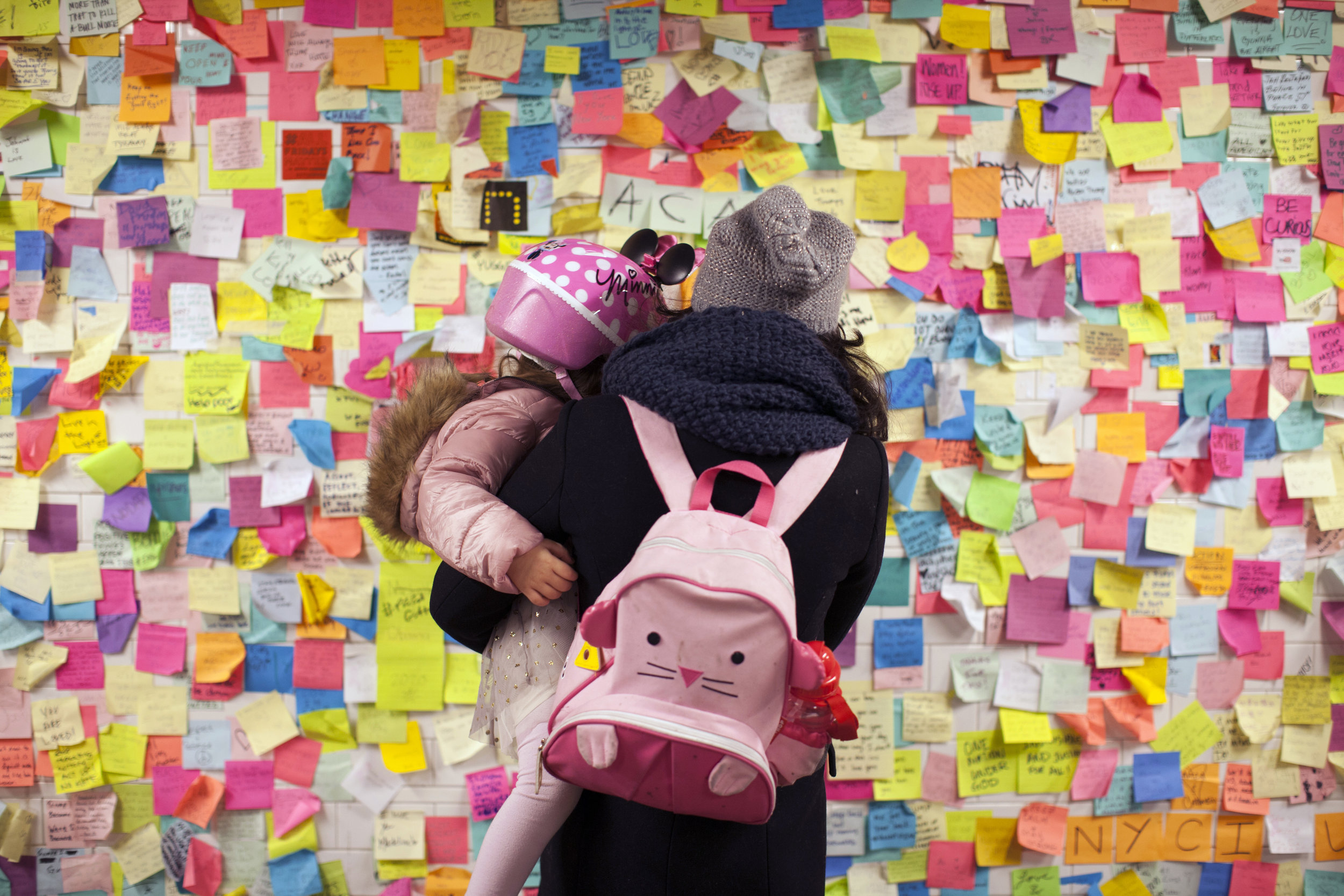 Messages of Love on Post It's  in NYC Subways