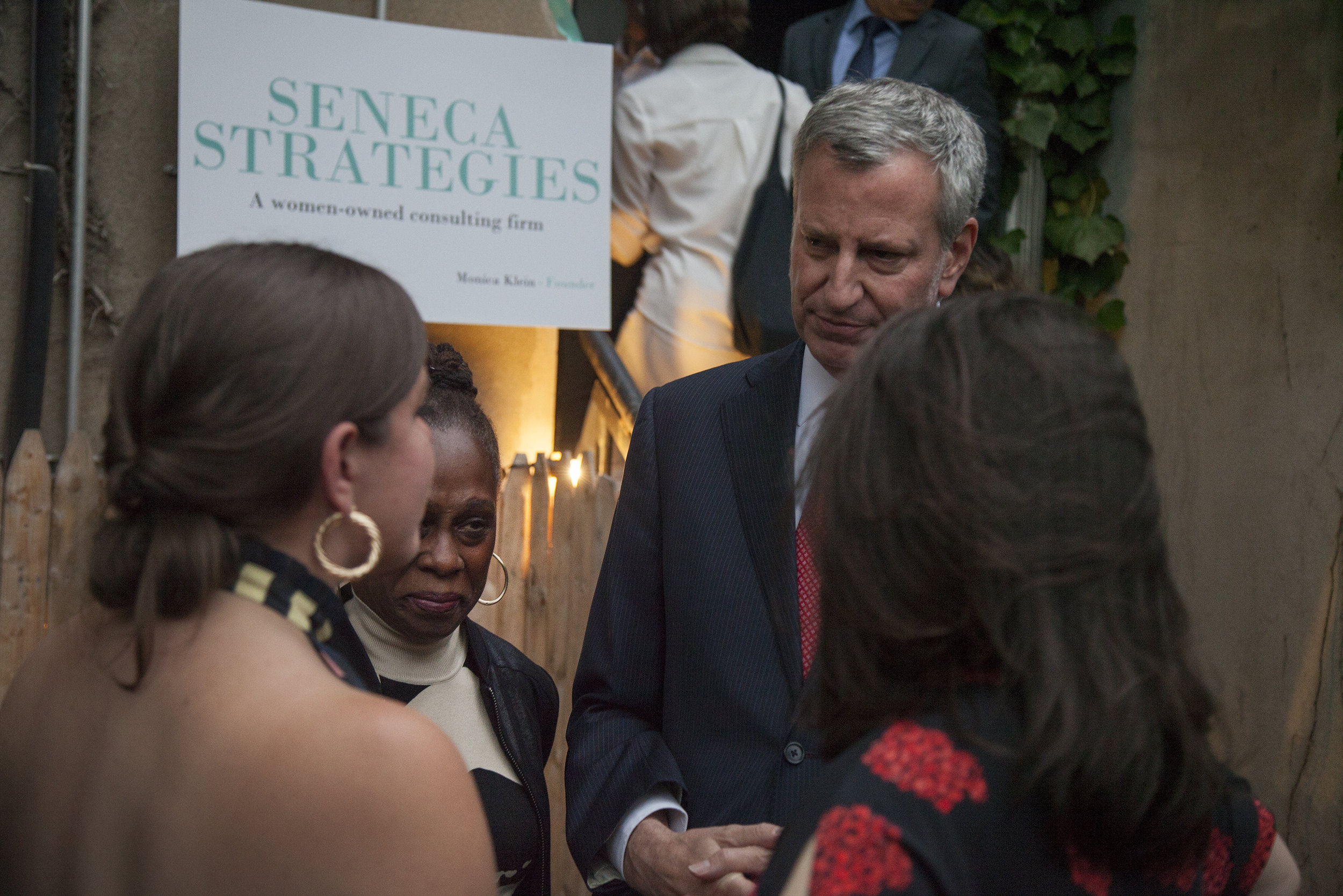 Mayor Bill de Blasio lends his support to Monica Klein &amp; Elana Leopold of Seneca Strategies