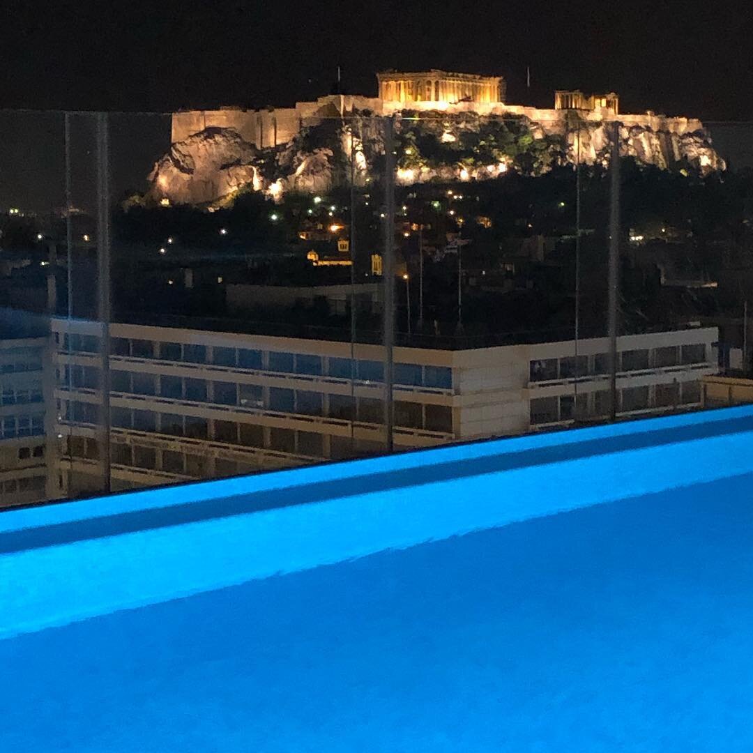 The Acropolis at night!  So beautiful! Viewing from the perfect spot!