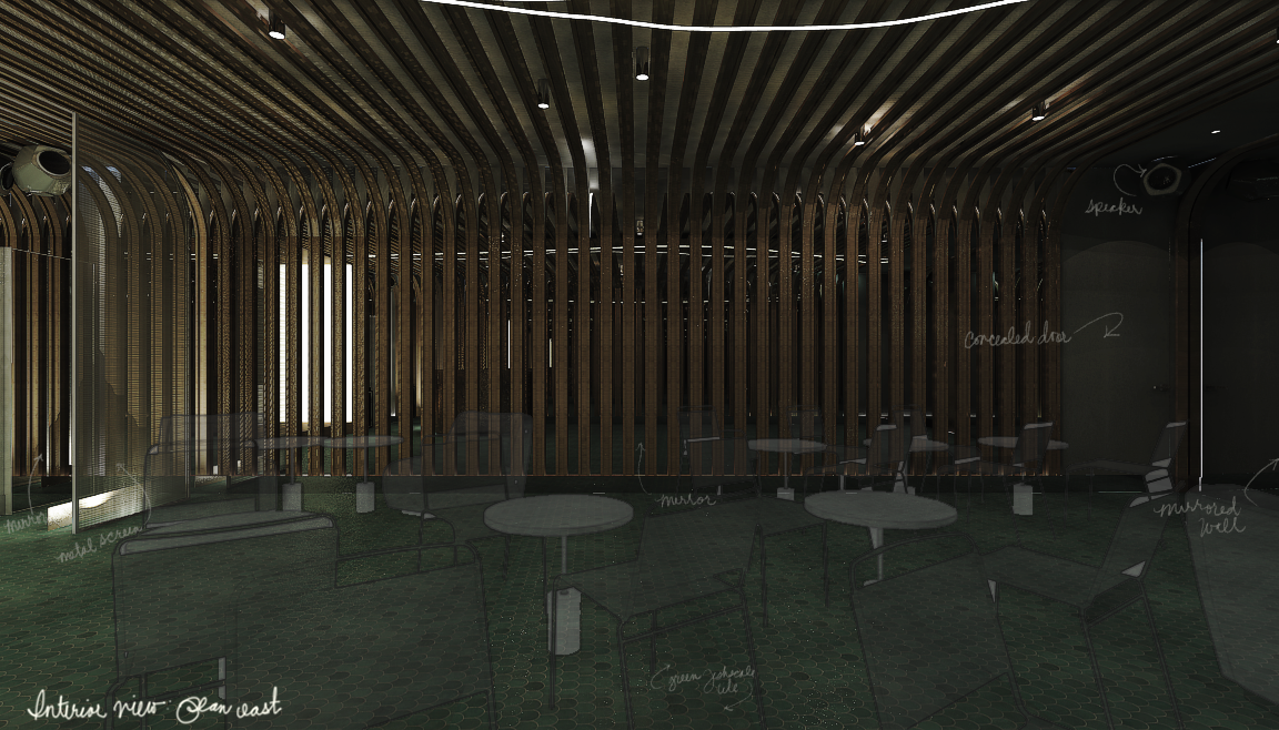  interior view - wood ribbed feature 