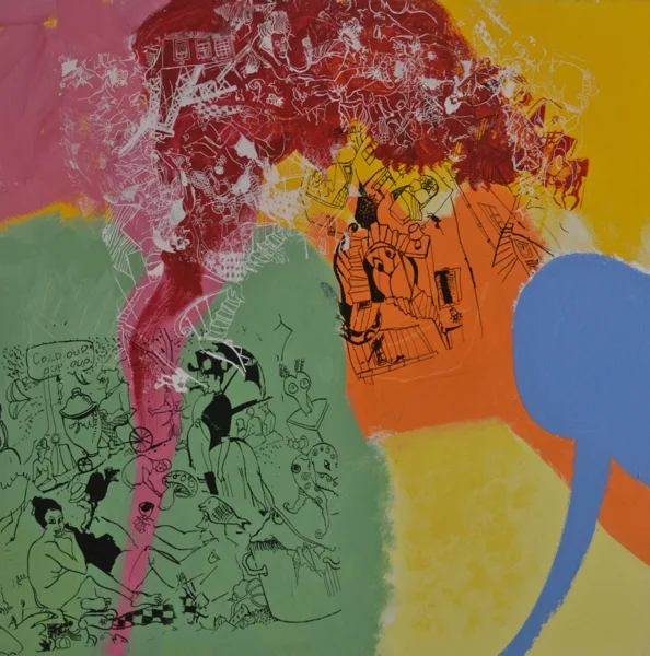 Le Dejeuner sur L'Herbe, acrylic on canvas, 2007, 40 x 40"
