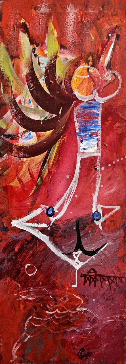1984 Quartet 2, acrylic on canvas, 14 x 40