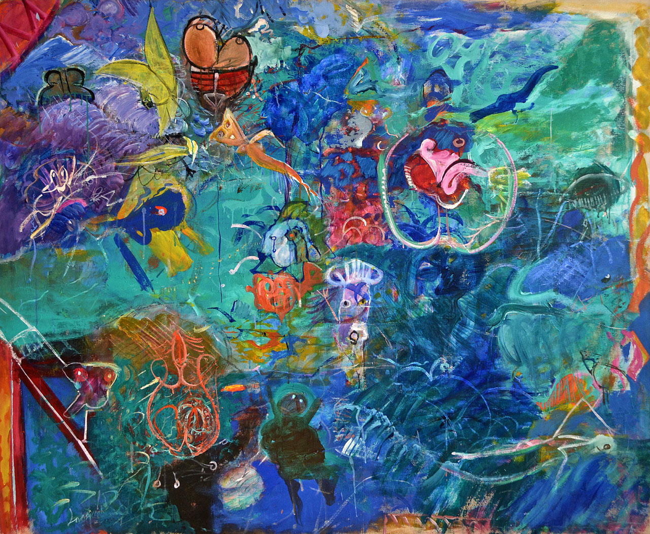 1986 The Kiss Of The Jellyfish, acrylic on canvas, 66 x 54 - DSC_0119.jpg.