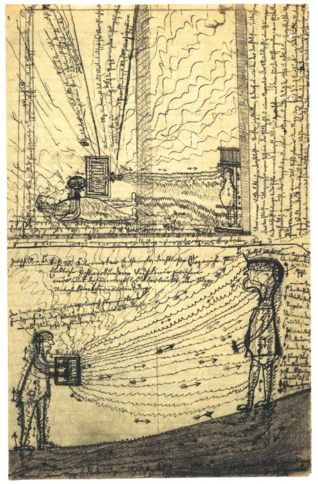 In 1910, schizophrenic Jakob Mohr drew a picture of the “influencing machine” that he felt controlled his thoughts.