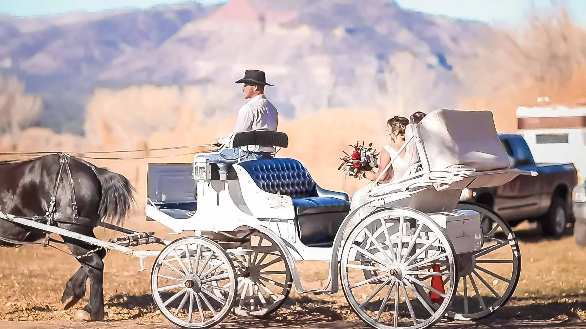 A carriage will get her to the church on time.