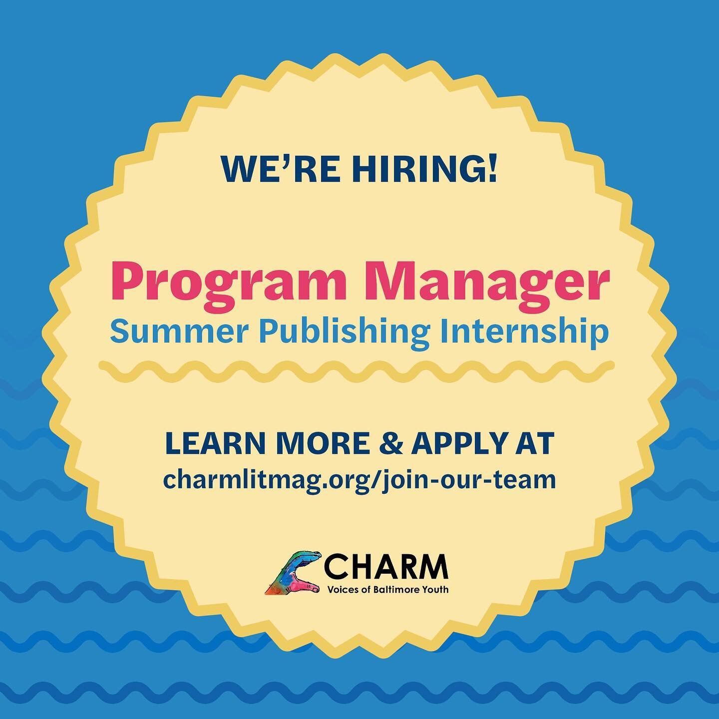 We&rsquo;re hiring for a few positions this summer! Visit www.charmlitmag.org/join-our-team to learn more! 

Job Type: 

Part Time, Summer 2023

Hybrid, 3 days/wk in-person required July/August; flexible/remote hours in May/June 

Reports to: Executi