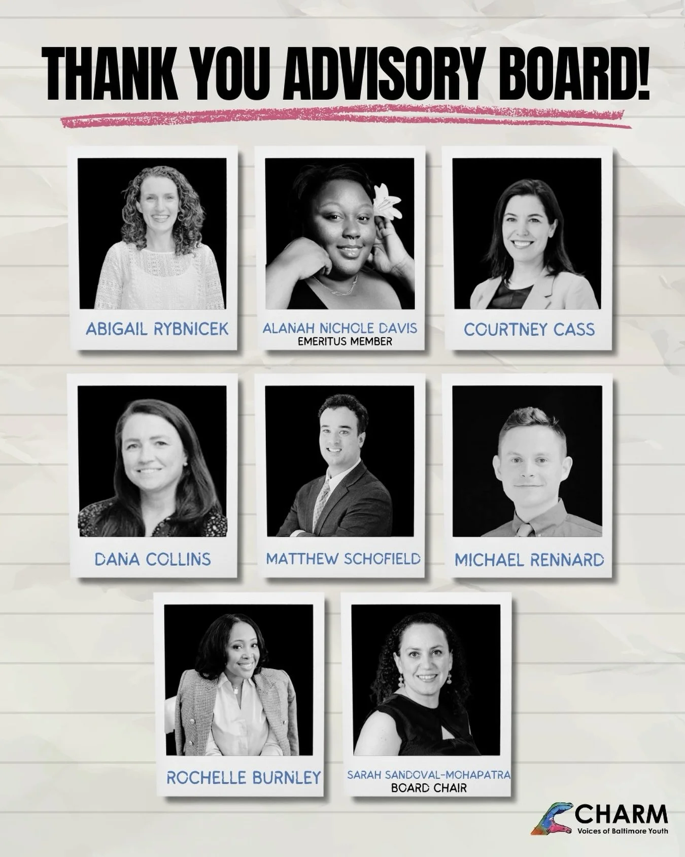 April is #NationalVolunteerMonth, and we want to spotlight a group of volunteers that support so many aspects of CHARM&rsquo;s work and growth: our dedicated advisory board!

Each member of this group meets over the course of the year to support stra