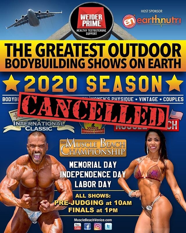 💪😢 NOT THIS YEAR 😢💪 Some of you may have already seen the advertisement poster for the &quot;Muscle Beach Championship&quot;, Labor Day Sept. 7th. 
I thought maybe...just maybe. Unfortunately I've been informed that City/Rec. &amp; Parks not issu