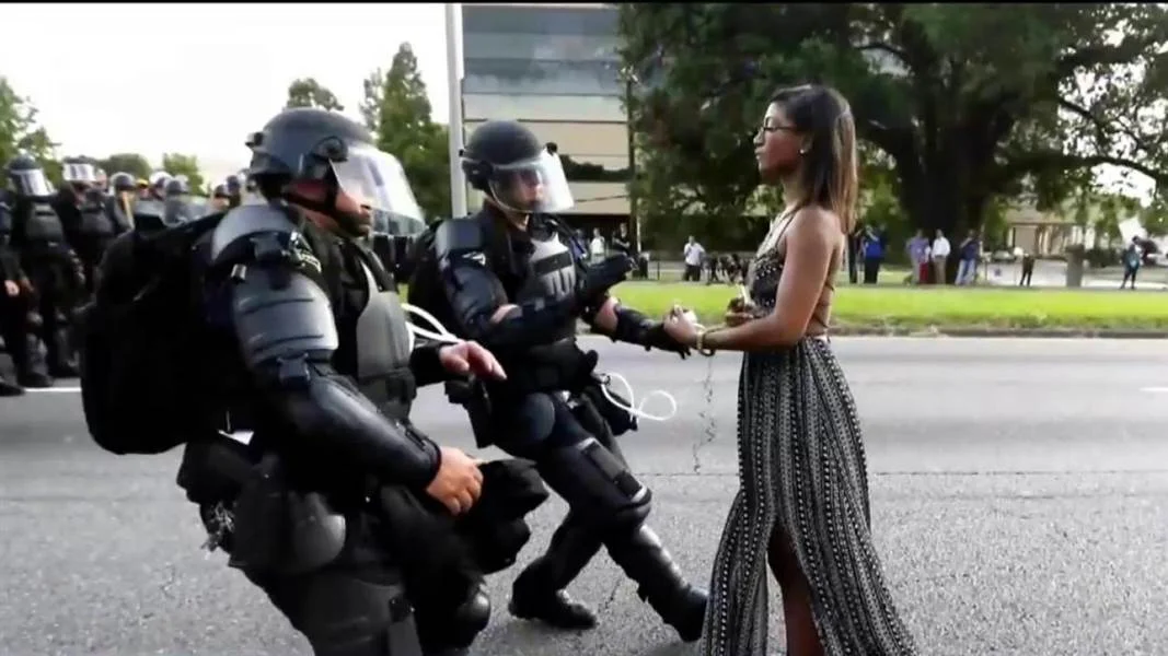 police handling a nonviolent Black lives Matter protestor