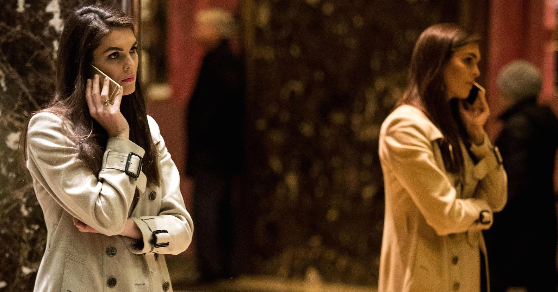 Hicks at Trump Tower, photo via CNBC