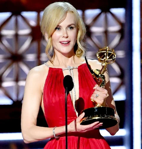 Kidman accepting her Emmy, photo via US Weekly