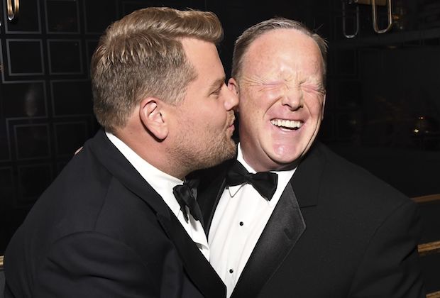 James Corden and Sean Spicer
